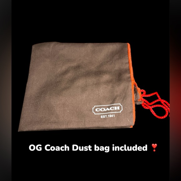 Vintage Coach Signature Logo with Suede & Brass Rivets SM bag #DO4J-7057 ✨👜💼🤎 - Picture 11 of 12